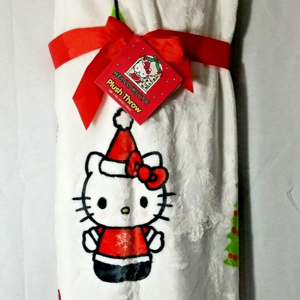 Sanrio Hello Kitty Christmas Santa Tree Plush Throw Blanket 50in x 70in 2023 NWT
